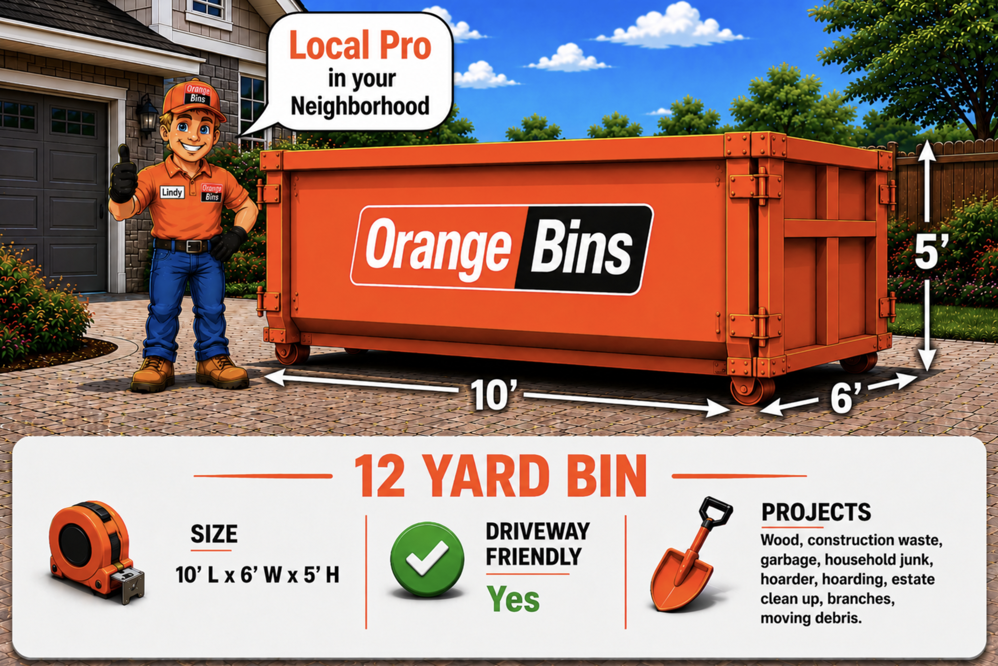 12 yard narrow bin