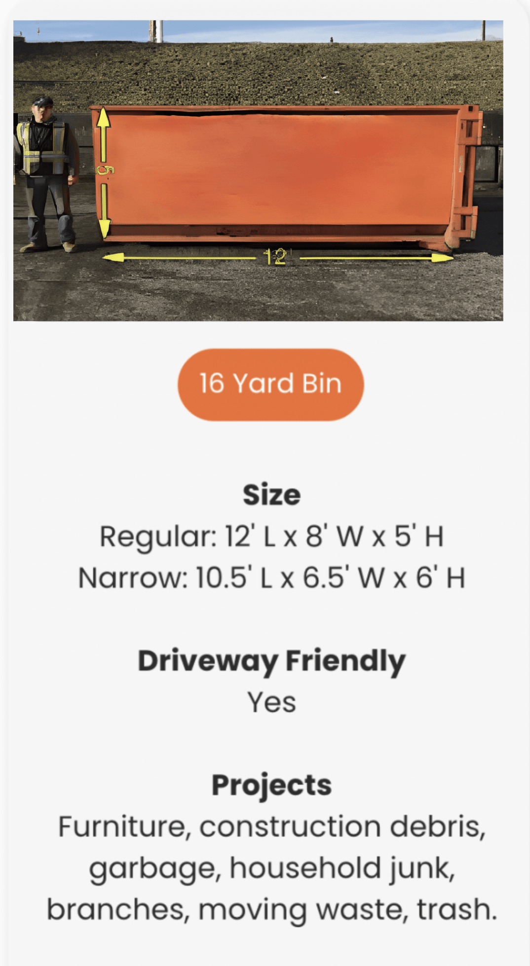 16 yard bin rental