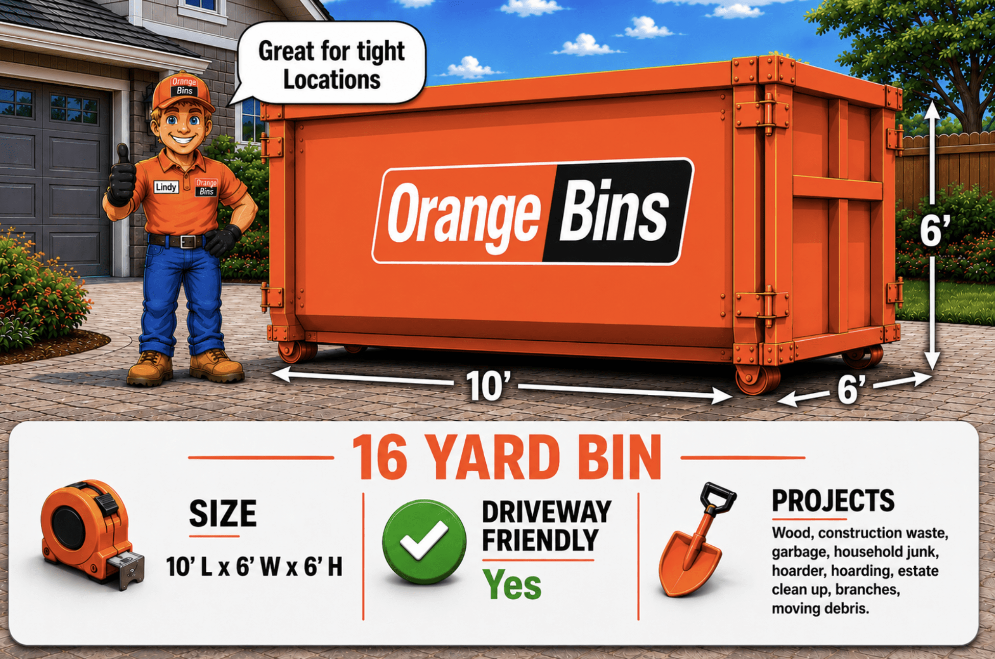 16 yard narrow bin